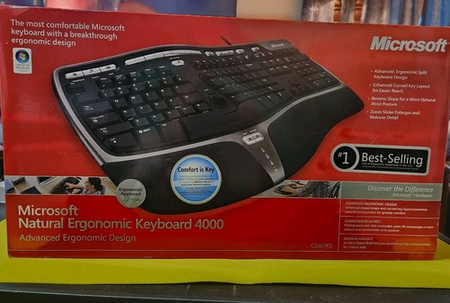 NEW, Microsoft Natural Ergonomic 4000 (B2M-00012) Wired Keyboard, Unopened!!