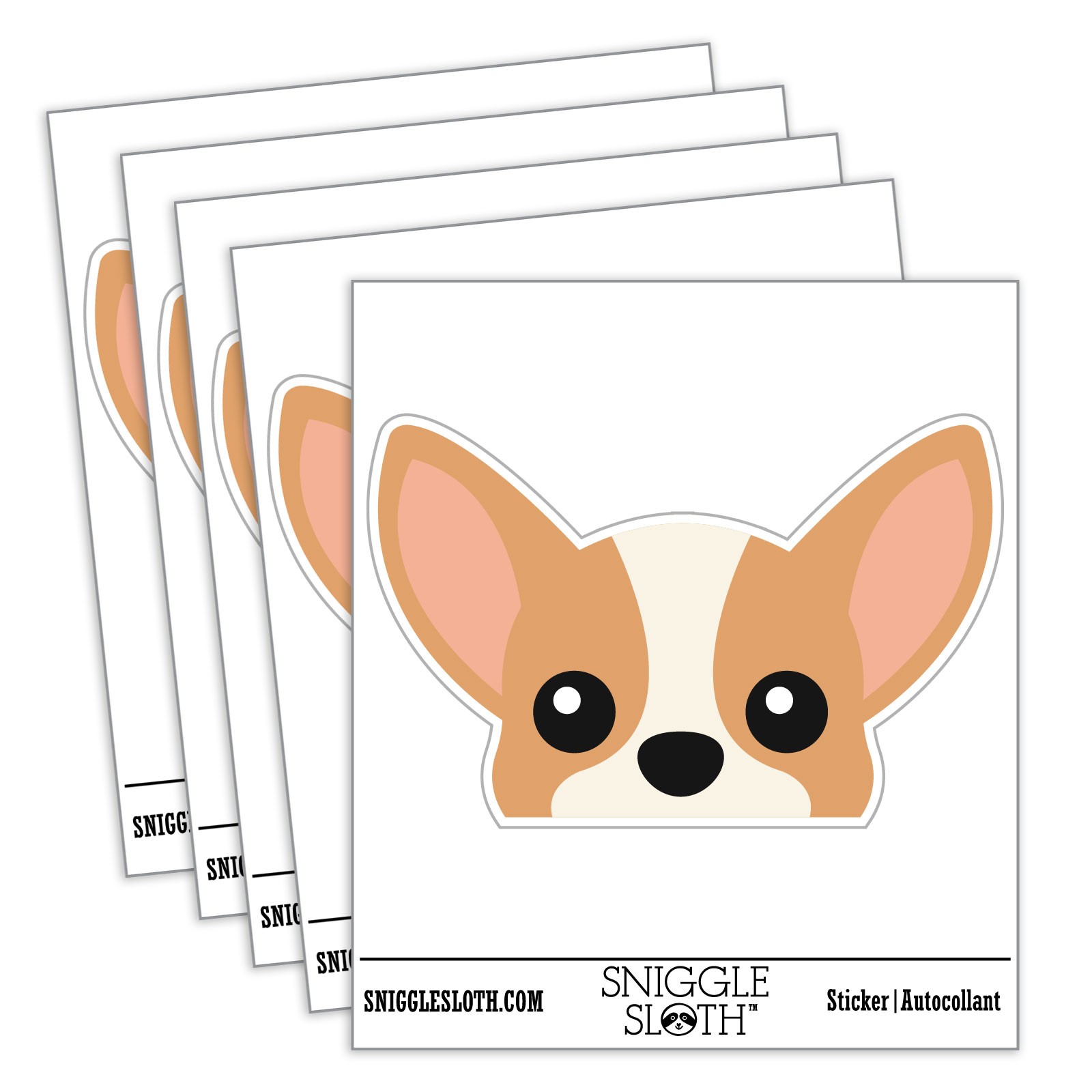 Peeking Chihuahua Dog Waterproof Vinyl Decal Sticker Set - 5 Pack