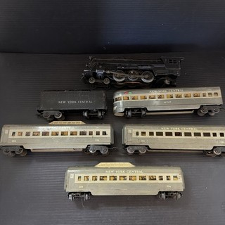 Marx meteor New York Central Passenger Cars And 333 Engine And Tender Lot Of 6