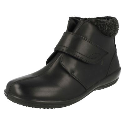 £70 PADDERS PLUS IDA GRÖSSE 4,5 X WEITE PASSFORM SCHWARZ LEDER FLACH BEQUEM STIEFELETTEN
