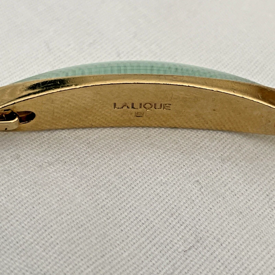 Brazalete Brazalete LALIQUE 'Eclat' Cristal Verde Claro Tono Dorado Bisagras Foto 4 de 4