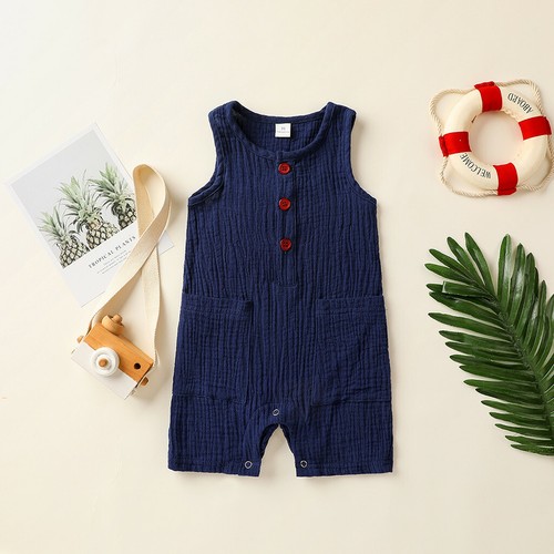 Kleinkind Neugeborenes Baby Mädchen Jungen Leinen Strampler Overall mit Taschen Outfits - Bild 17 von 17
