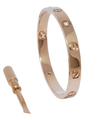 Cartier Love Bracelet 4 Diamond 18k Rose Gold Size 16 Pouch/Papers 2019 - Picture 3 of 7