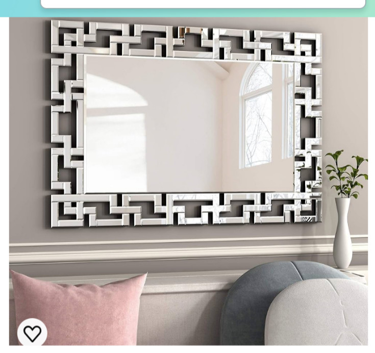 Wall Mirror: Large Decorative Rectangle Mirror for Wall Decor Silver Beveled Mir