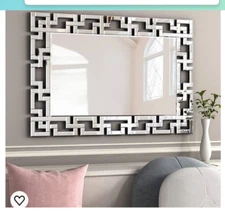 Wall Mirror: Large Decorative Rectangle Mirror for Wall Decor Silver Beveled Mir