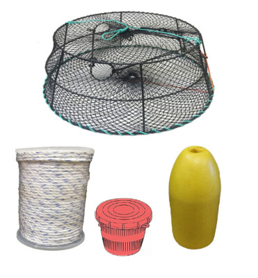 KUFA Sports Vinyl Coated Tower Style Prawn Trap (Mesh:1-1/8'') with rope & float