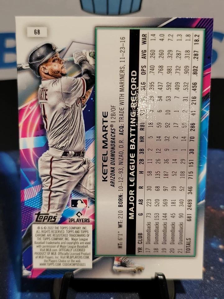 2022 Cosmic Chrome Base #68 Ketel Marte - Arizona Diamondbacks - Image 2 of 2