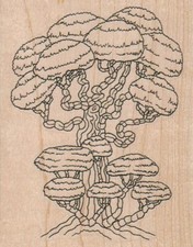 Pruned Shrubs And Trees 3 x 3 3/4" Rubber Stamp, Plant Stamp, Tree Stamp