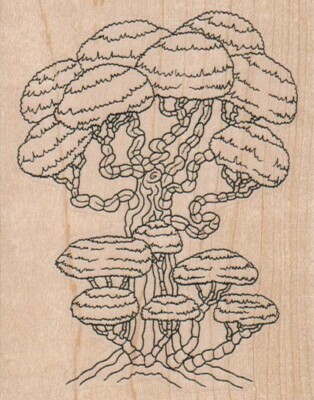Pruned Shrubs And Trees 3 x 3 3/4'' Rubber Stamp, Plant Stamp, Tree Stamp