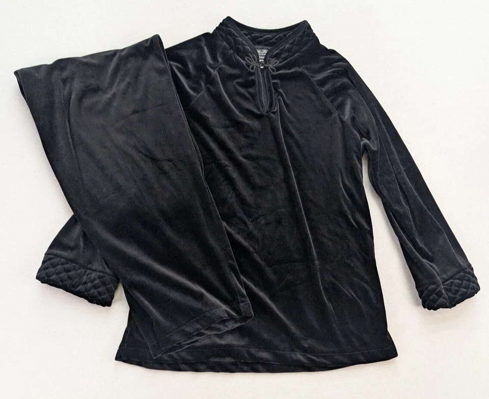 Conjunto de ropa de salón de terciopelo para mujer Cinema Etoile talla L negro Foto 2 de 4