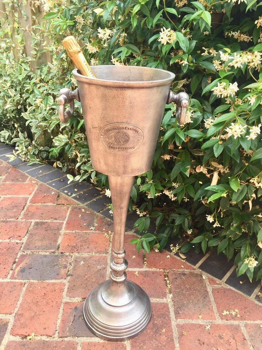 Seau à Champagne Sur Pied Thorness – Fonte D'aluminium, Finition Vieillie, Argenté, Neuf