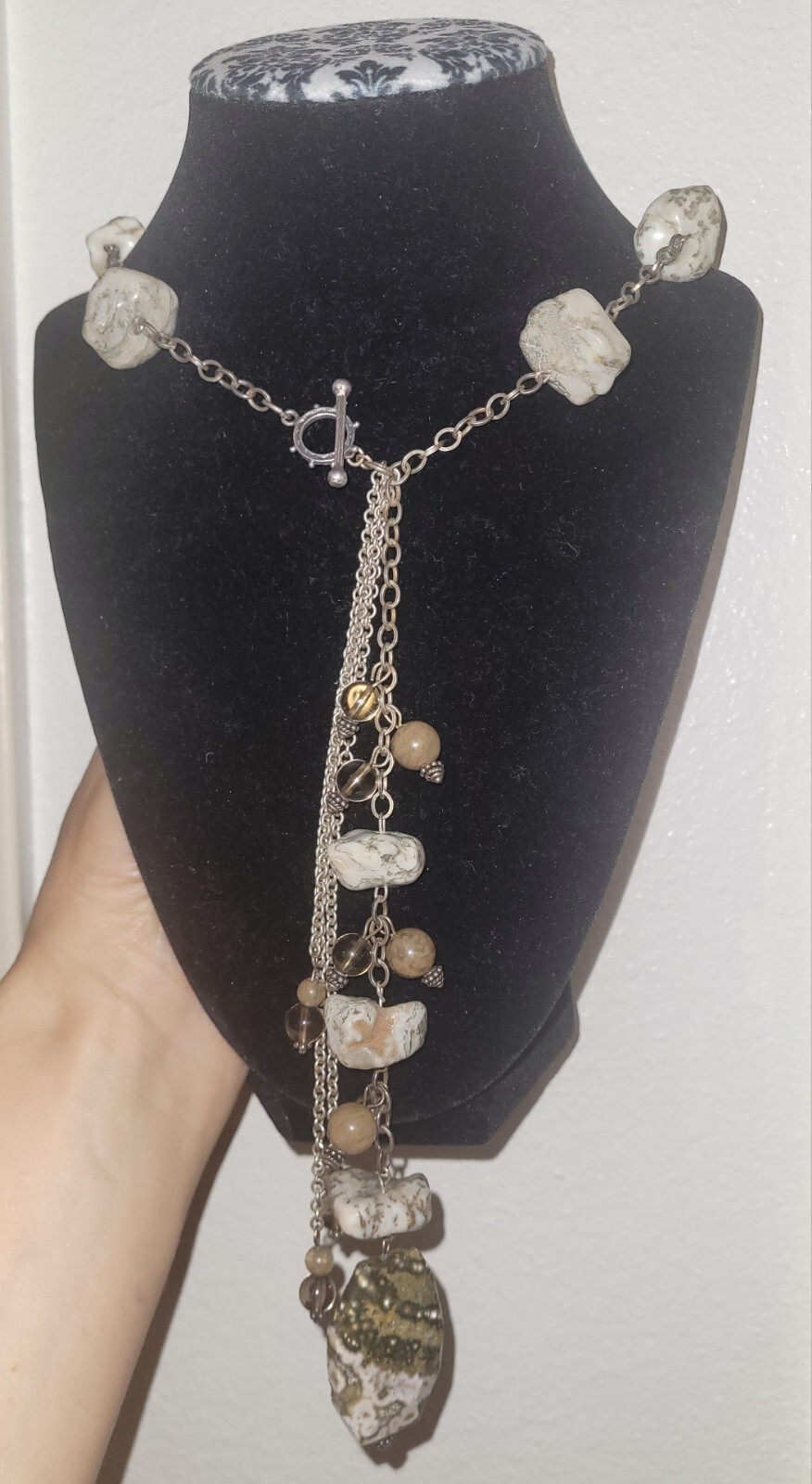 Custom Made Statement Gemstone Lariat Necklace - image 2