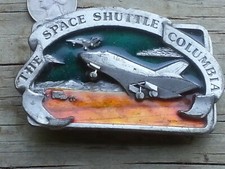 VINTAGE 1982 THE SPACE SHUTTLE COLUMBIA - BERGAMOT BRASS WORKS BELT BUCKLE