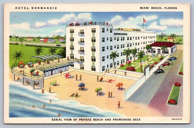 Postcard Miami Beach FL Hotel Normandie 1947