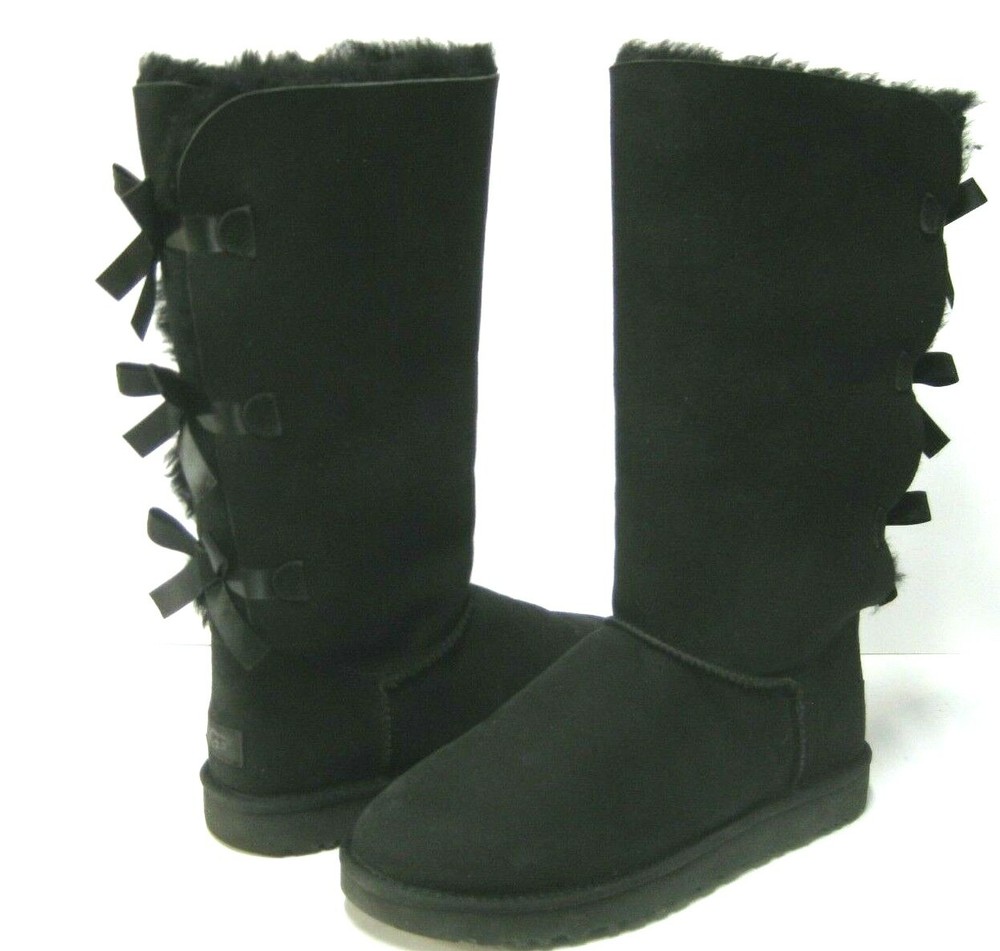 UGG BAILEY BOW II WOMEN TALL BOOTS SUEDE BLACK US 8 /UK 6 /EU 39