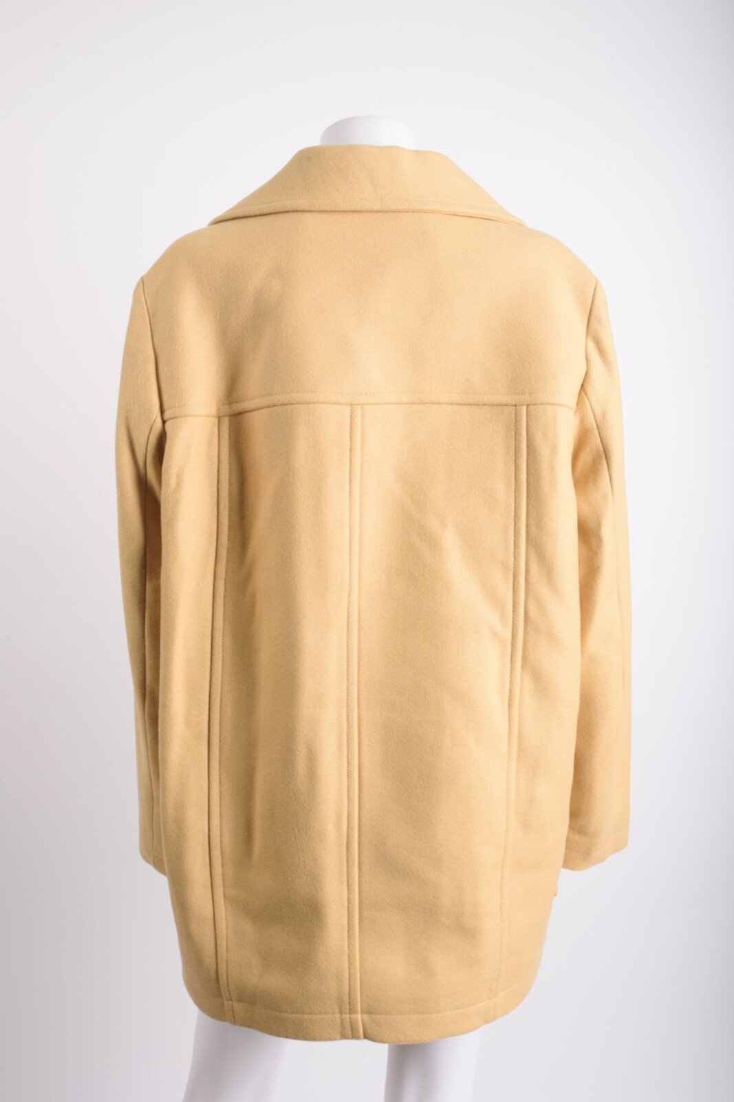 Massimo Dutti Womens Wool Pea Coat S Small Voluminous Tan Beige 6467/981 NWT image 6