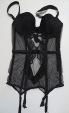 Victoiri s Secret Lingerie Chemise With Garters 34C Black
