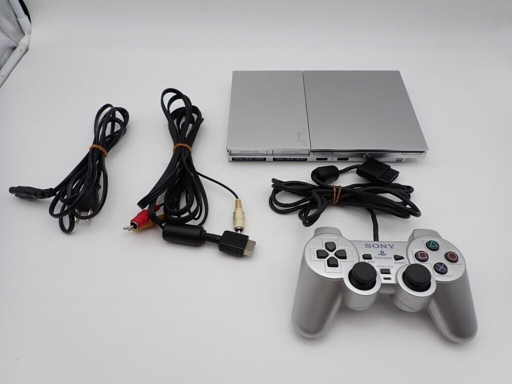 PlayStation 2 Satin Silver SCPH-90000 SS ps2 sony game Console Controller  Cable