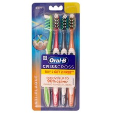 4No. Oral -B Criss Cross - Anti Plaque Indicator -Toothbrush -Soft-Free Ship