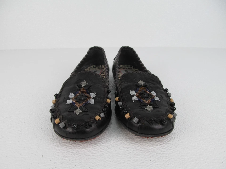 Mocasines sin cordones Warren Edwards negros Napa mocasines con cuentas para mujer talla 11 M Foto 2 de 4