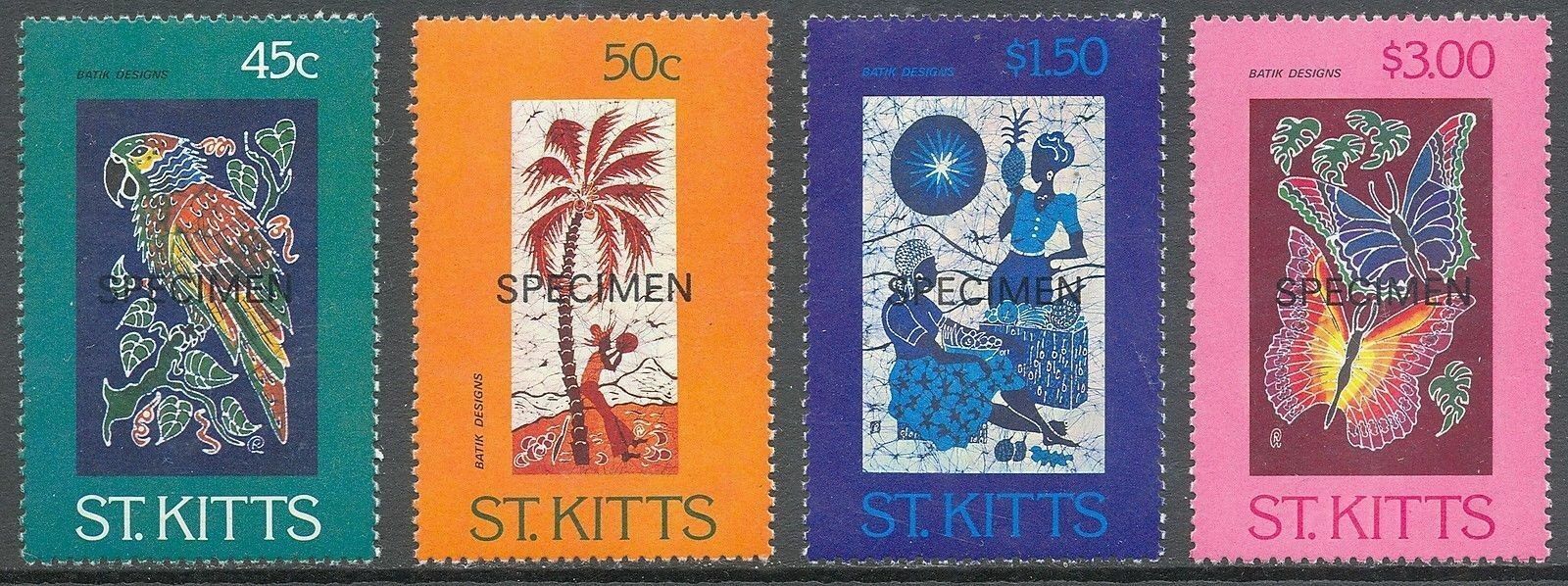 St. Popular security brand Kitts 1984 Batik SPECIMEN ovpt