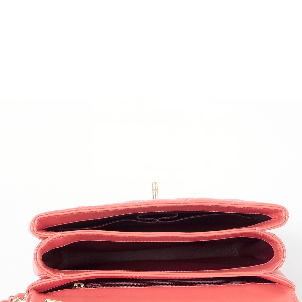 67847 auth CHANEL coral pink leather 2017 17P TRENDY CC SMALL Top