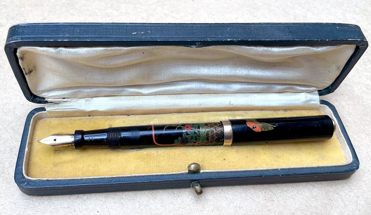 Vintage Dunhill Namiki Maki E FP w Flowers Butterfly Design