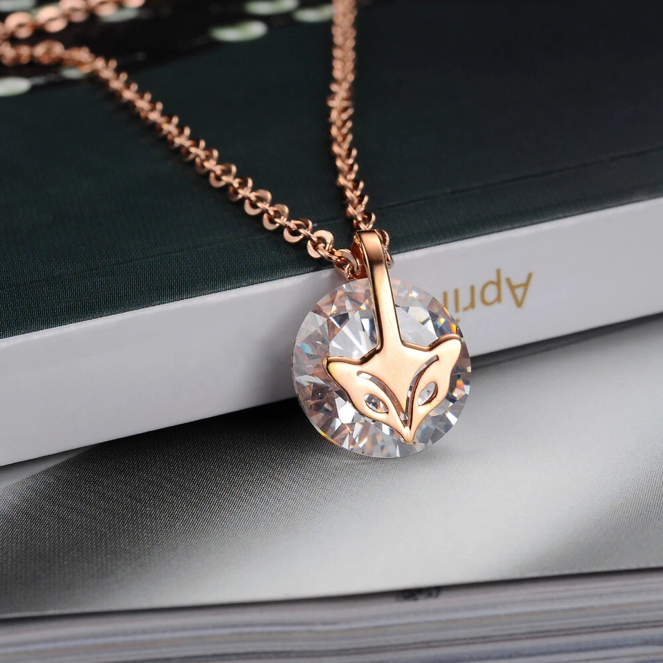 DAMEN SCHMUCKSET FUCHS ANHÄNGER IN ROSEGOLD HALSKETTE EDELSTAHL OHRRINGE ARMBAND - Bild 2 von 4