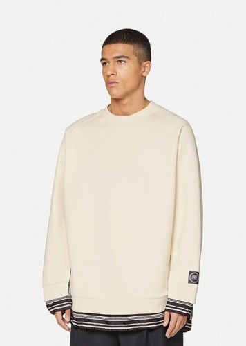$1295 Versace Foulard Border Logo Sweater | Creme | Small - Picture 22 of 22