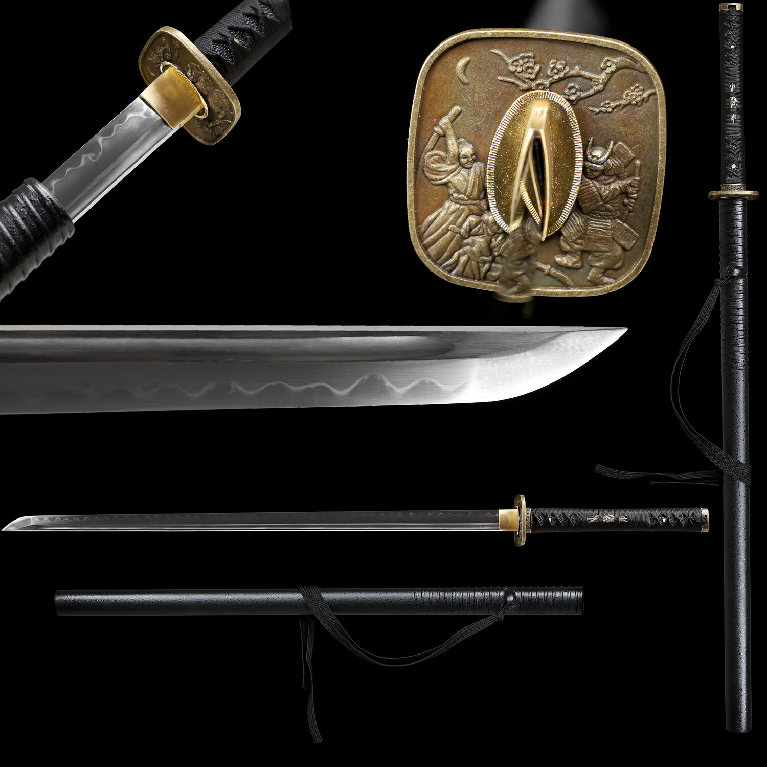 Ninja T10 Steel Clay Tempered Japanese Samurai Katana Full Tang Sharp Blade-image