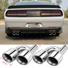 Pair 2.5 Inlet 4out Dual Wall Exhaust Tips Stainless For Dodge Challenger Srt Pair 2.5 Inlet 4out Dual Wall Exhaust Tips Stainless For Dodge Challenger Srt