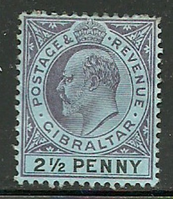 Album Treasures Gibraltar Scott # 42 2 1/2p Edward VII Mint Hinged