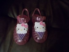 Hello Kitty Kids Girls Jelly Sandals Shoes Size 7 / 8 Medium Pink White