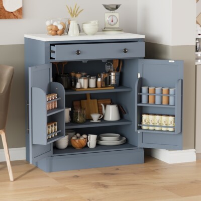 Freestanding Kitchen Pantry Buffet Food Storage Coffee Bar Cabinet with Drawer
