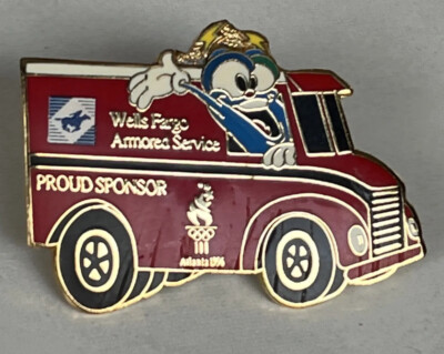 1996 Olympic Lapel Pin ~ Mascot IZZY ~ Sponsor ~ Wells Fargo Armored Service