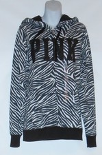 Victoria's Secret Pink French Terry Zebra Zip Hoodie Black White XS NWT