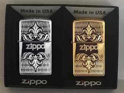 Zippo 2個セット Zippo Collectors Set Of 2 Regal Lighters, Chrome and Brass With