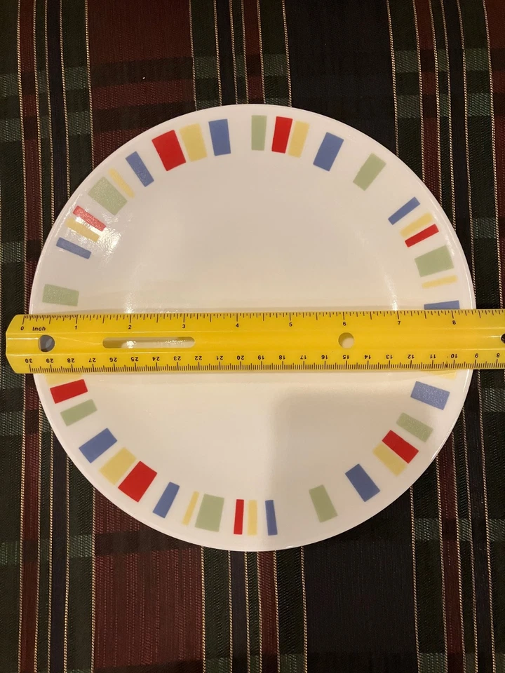 New Corning Corelle Memphis 8-1/2 Lunch Plate Red Yellow Blue Green Color Blocks - Image 3 of 4
