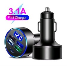 CARICABATTERIE DA AUTO USB CARICATORE VELOCE SMARTPHONE ACCENDISIGARI UNIVERSALE