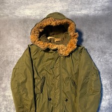 Vintage 1952 US Military M-1951 Fishtail Parka Shell Hood Small Olive Green M51