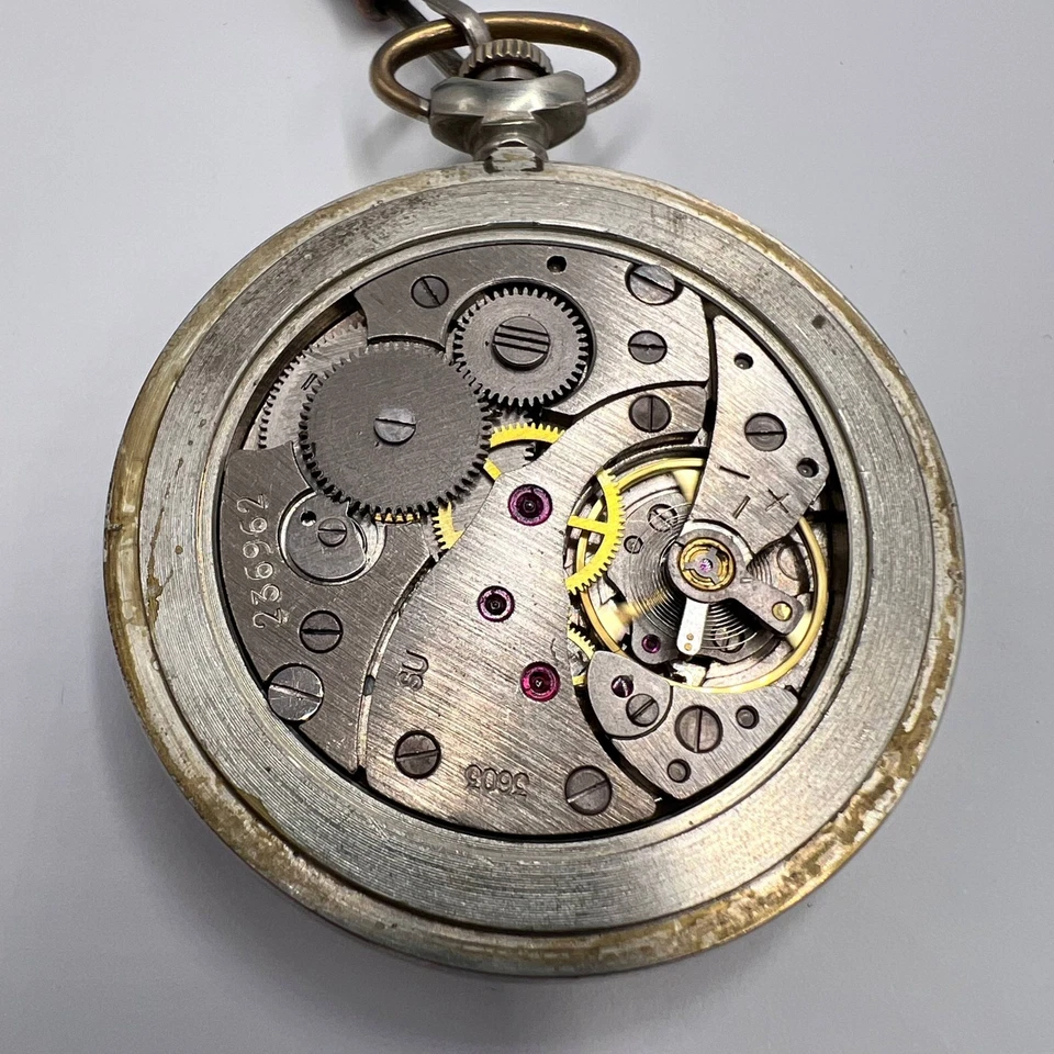 Reloj Bolsillo Molnija URSS Diseño Osos De Colección Mecánico Soviético Coleccionable Foto 2 de 4