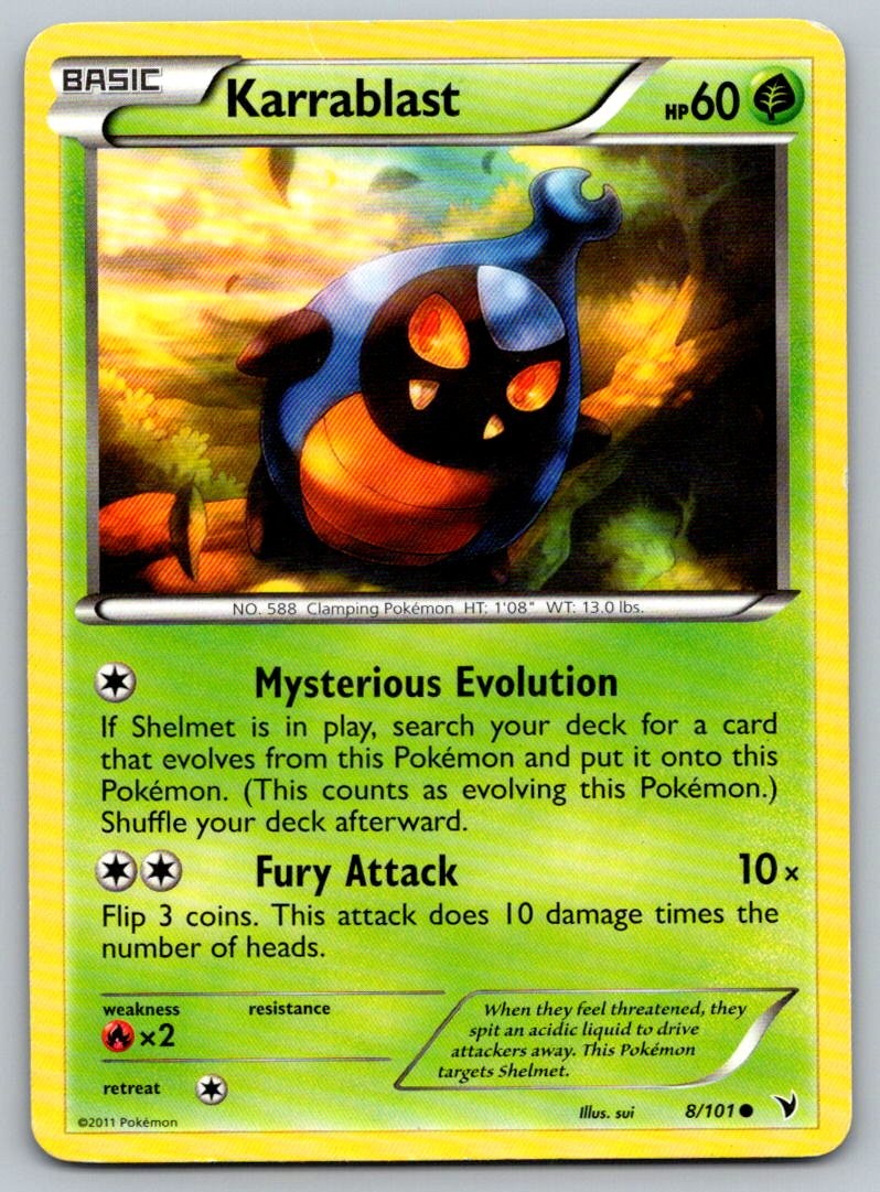 Pokemon Noble Victories Karrablast Common 8/101 Lightly Played
