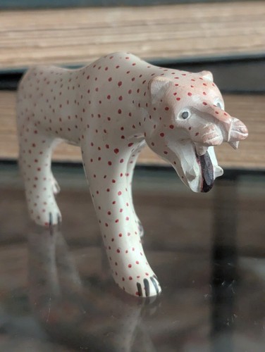 Cheetah Leopard Carved Design Soap Stone African Art Artisan Travel Animal Figur