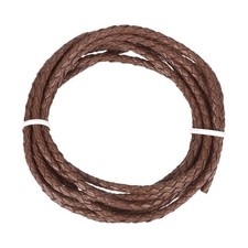 Braided Leather Cord, 3mmx2m Round Faux Leather Bolo String, Medium Brown