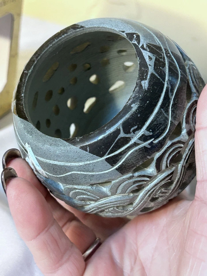 Calentador difusor de aceite de piedra de jabón tallada Triloka Elegant Expressions 4" de alto nuevo Foto 3 de 4