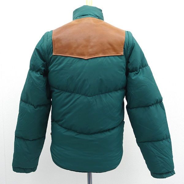 Schott 2Way Down Jacket Leather Switch Green Brow… - image 2