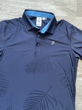 Palm tree Crew Puma Polo Navy Blue Light Blue Size Medium NEW PtR Golf Shirt
