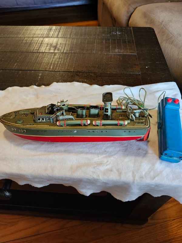 PT107 Battery operated tin WW11 boat