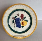 Stangl Fruit Dinner Plate Hand Painted Vintage Grapes Peach Yellow Trim 10”