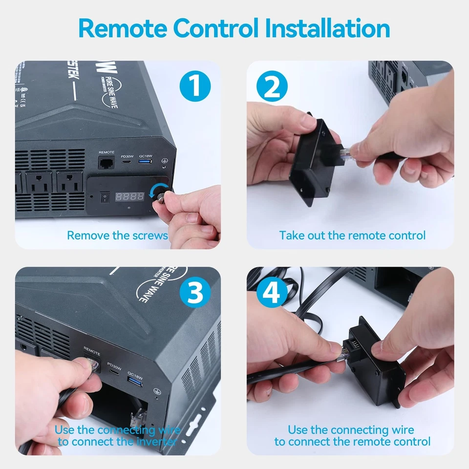 2000 Watt Pure Sine Wave Power Inverter, 12V DC to 110/120V AC Inverter with ... - Image 3 of 4